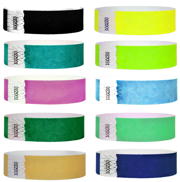 3/4 Tyvek Wristband Solid Colors 500 Box