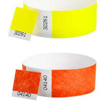 1inch Tyvek Wristbands DUAL Numbered Solid Colors 500