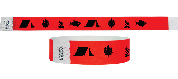 3/4 Tyvek Wristband Camping Tent/Tree/Fire/Fish Style 500