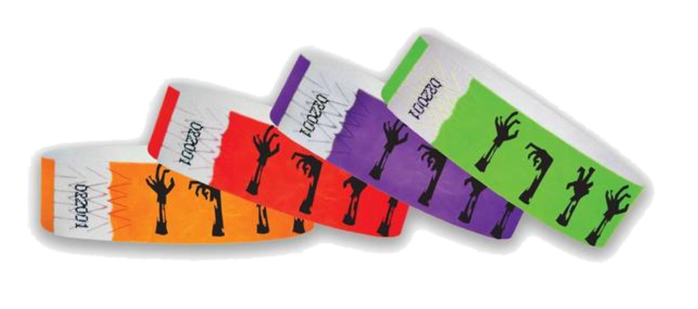 3/4 Tyvek Wristband Halloween/Zombie Hands