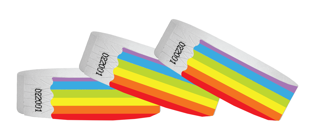 3/4 Tyvek Wristband Design Rainbow