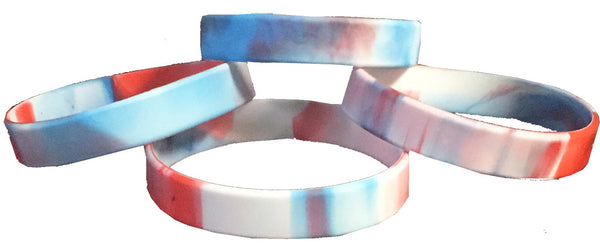 Red White and Blue Silicone Wristbands