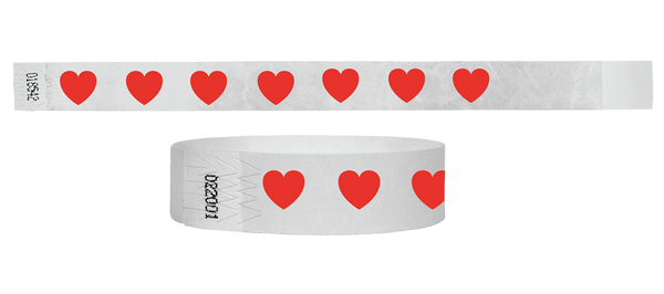 3/4 Tyvek Wristband Hearts
