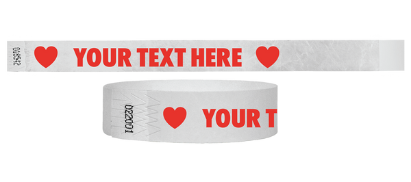 3/4 Tyvek Wristband Hearts